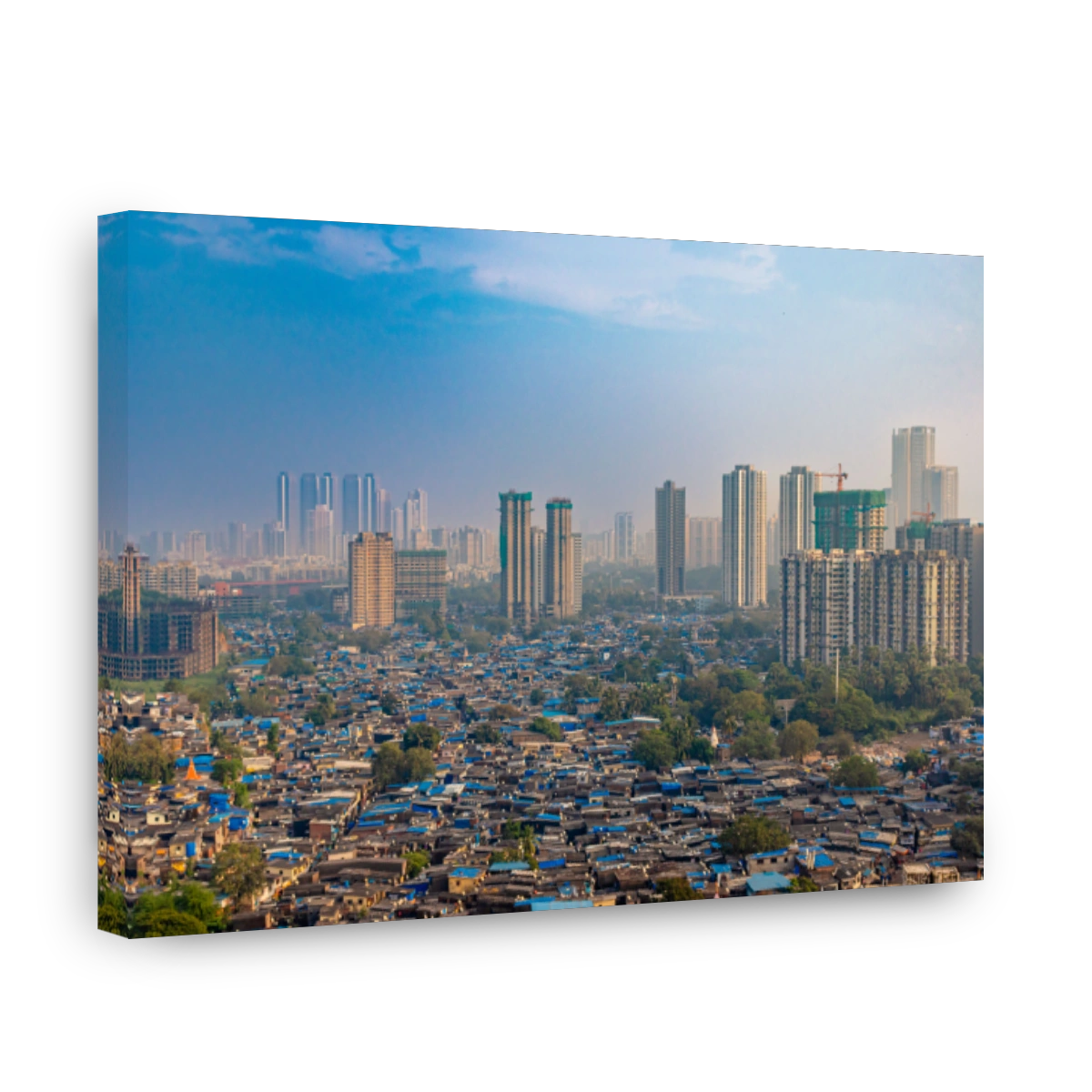 Aerial drone shot of the buildings of Mumbai, India
