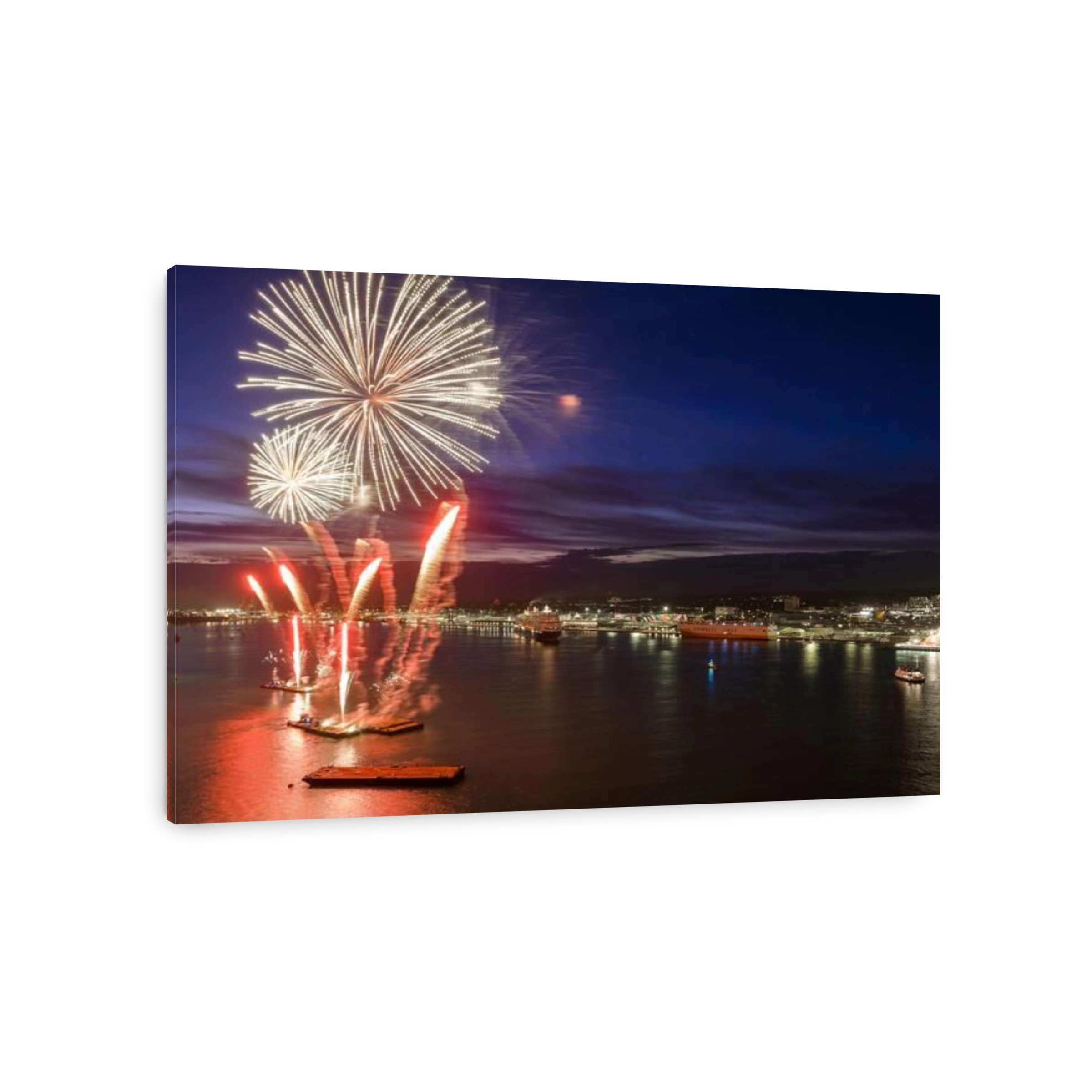 Cunard’s new mega cruise liner, Queen Anne, departs Southampton, Hampshire, United Kingdom, on 3 May 2024, accompanied by a spectacular fireworks