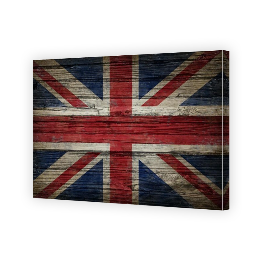 Great Britain flag painted on old weathered,wood as an old vintage British and United Kingdom concept of a symbol of historical