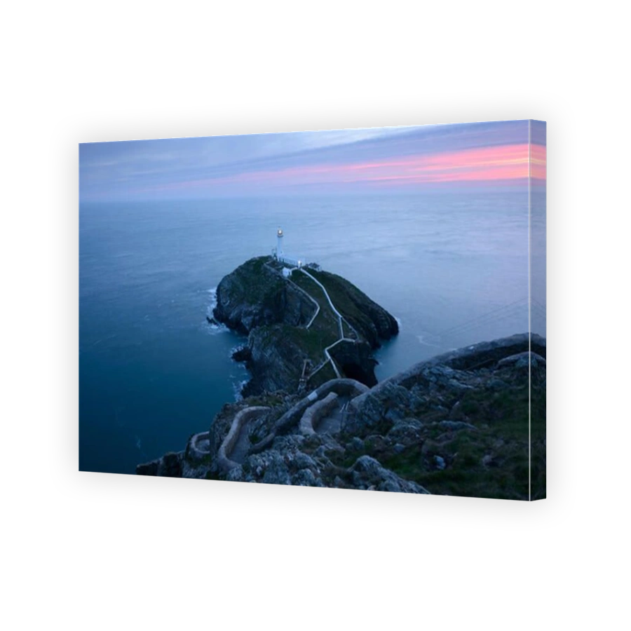 South Stack Lighthouse, Anglesey, during a colourful sunset.