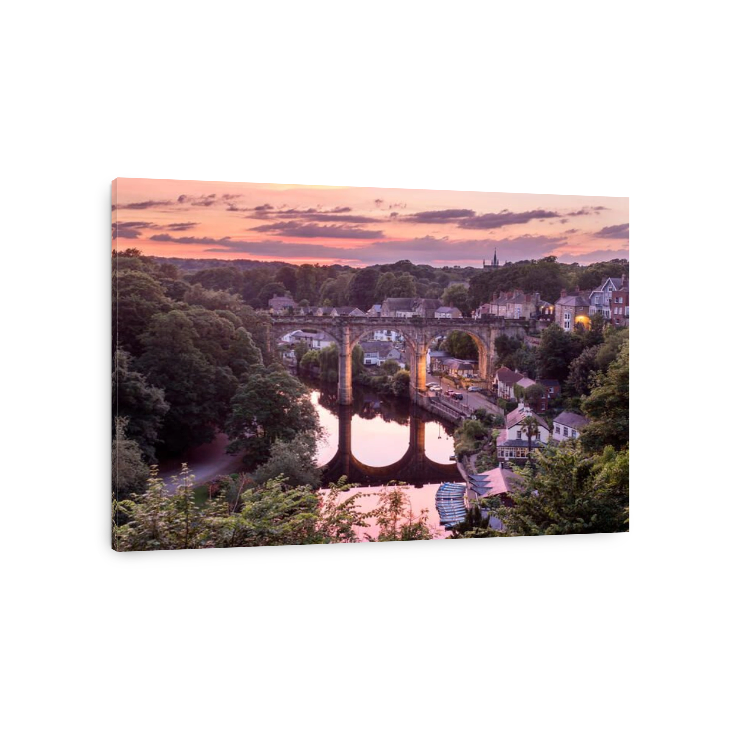 Railway Viaduct over the River Nidd at Dusk Knaresborough Yorkshire England