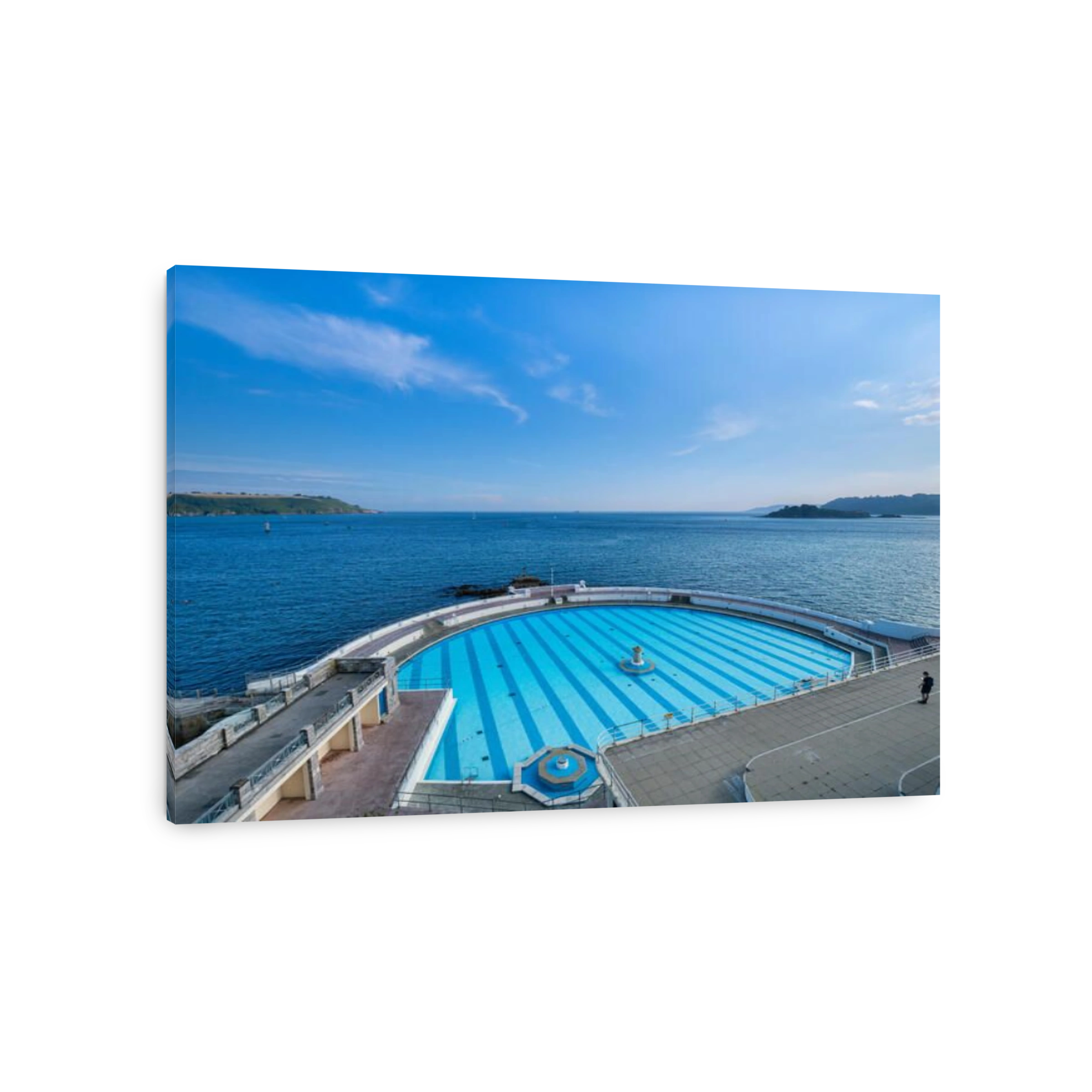 9 June 2018: Plymouth, Devon, UK -Tinside Lidon, the 1935 Art Deco lido beside Plymouth Sound.