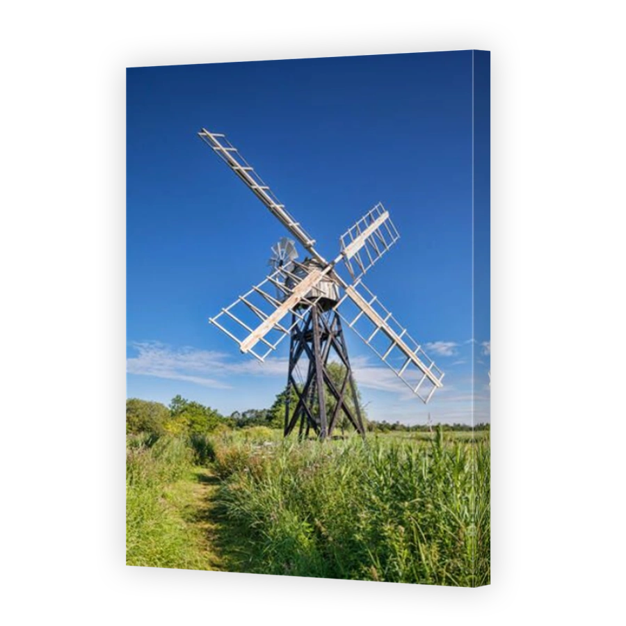 Boardman's Mill, a skeleton windmill or wind pump in the Norfolk Broads, Norfolk, England.