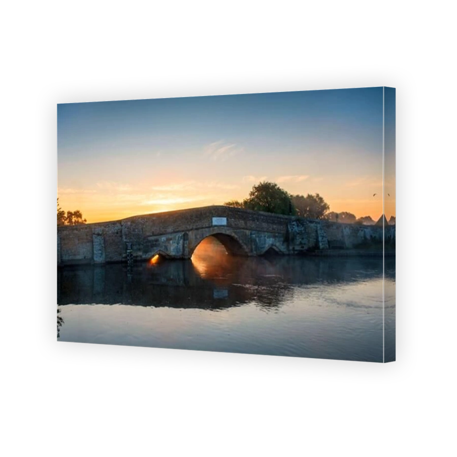 The historic bridge at Potter Heigham on a misty summers morning, Norfolk Broads.