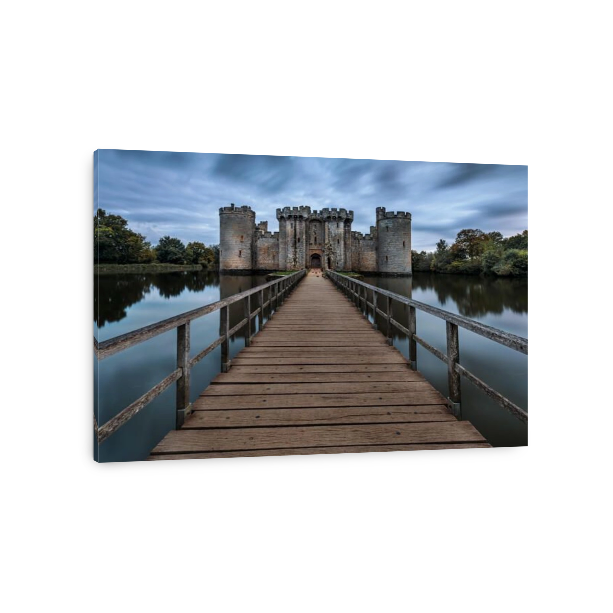 Bodiam Castle in Autumn. A 14th century moated castle in East Sussex, England at dusk.