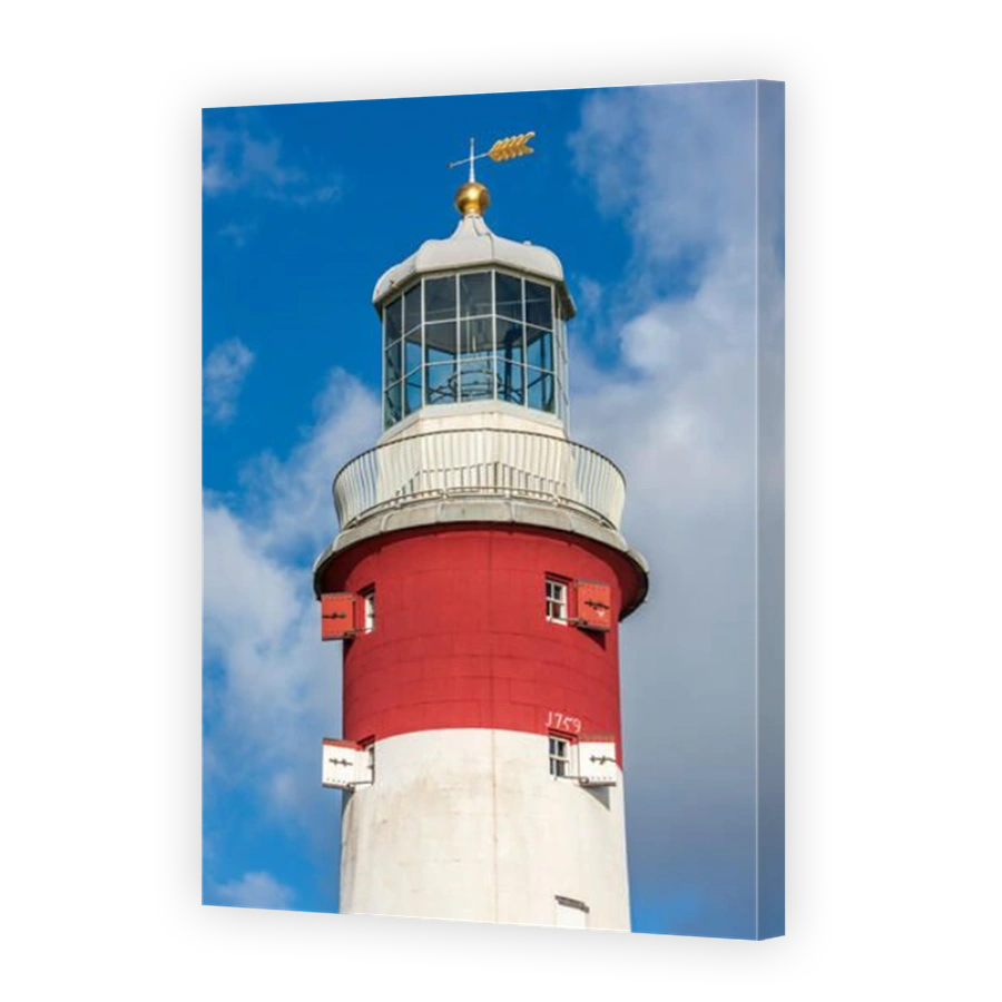 The top of the iconic Devon landmark of Smeatons Tower on The Hoe at Plymouth.