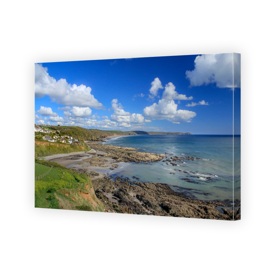 Elevated View of Portwrinkle Harbour, with views across Whitsand Bay towards Rame Head in Cornwall