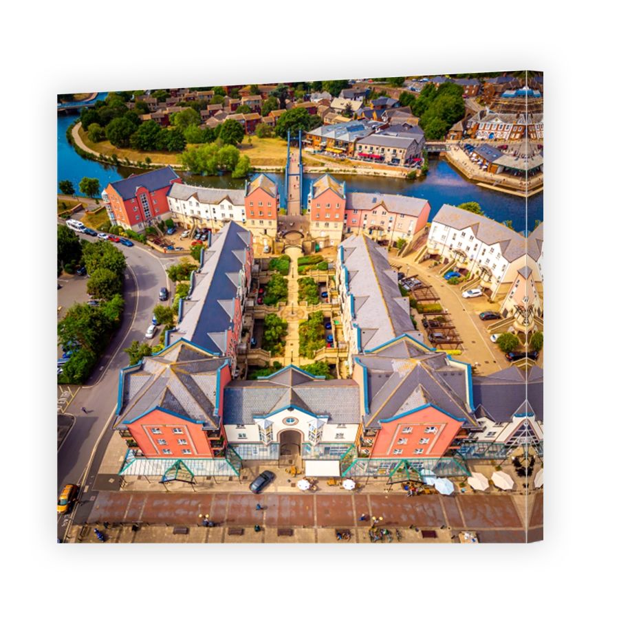Aerial view of Exeter in summer day, United Kingdom