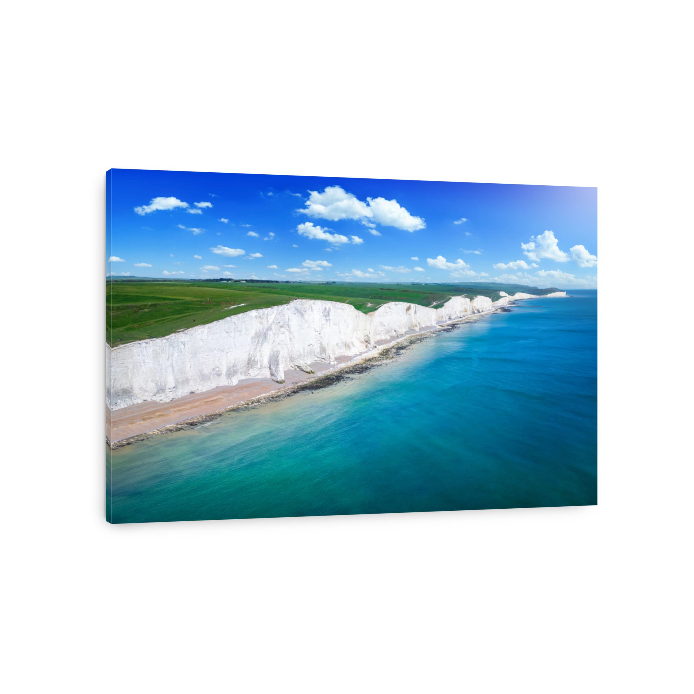 Aerial view of the famous Seven Sisters Chalk cliffs, Sussex