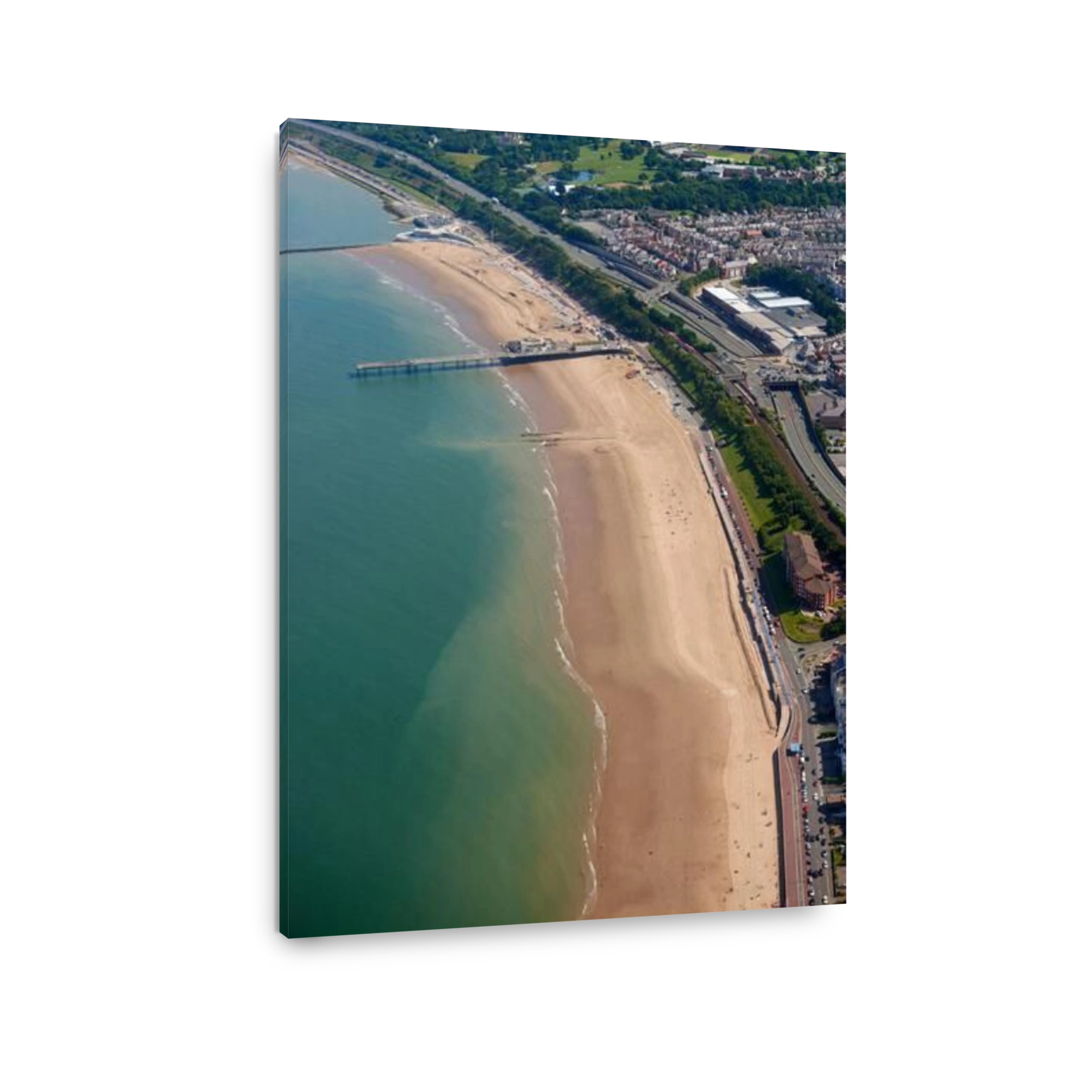 An aerial photograph of Colwyn Bay and beach, North Wales Coast, UK
