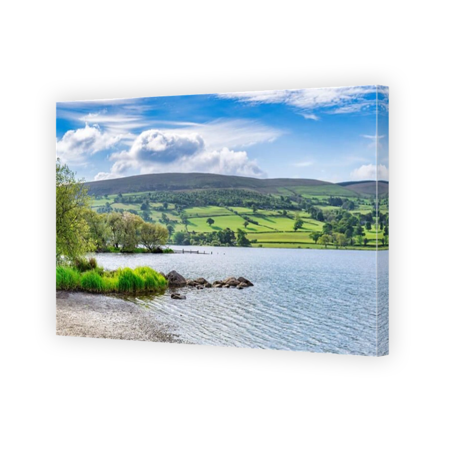 The head of Bala Lake, Llyn Tegid, in North Wales, on a fine spring evening.