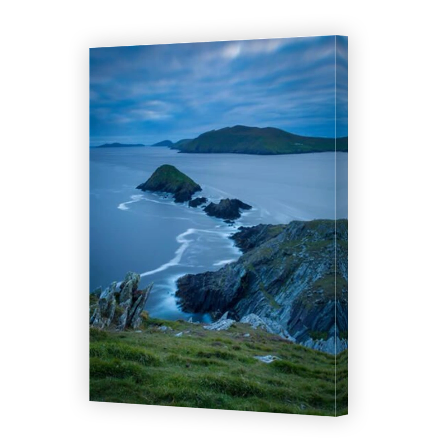Dusk over Dunmore Head with Blasket Islands beyond, Dingle Peninsula, County Kerry, Republic of Ireland