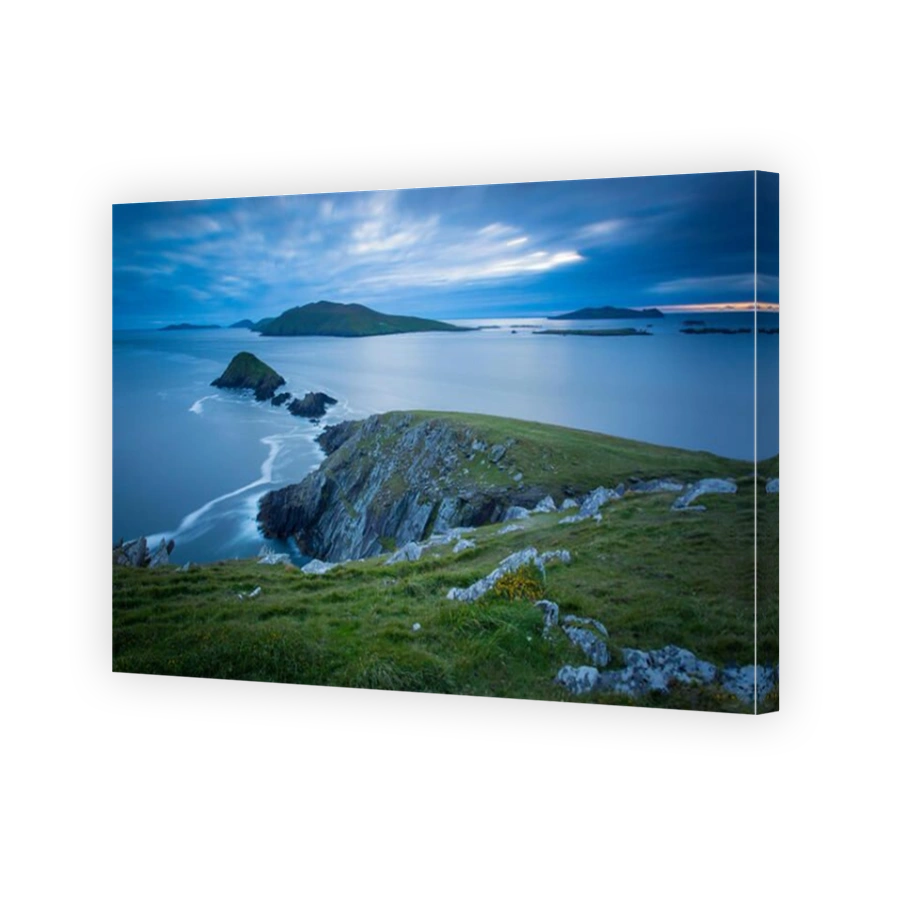 Dusk over Dunmore Head with Blasket Islands beyond, Dingle Peninsula, County Kerry, Republic of Ireland