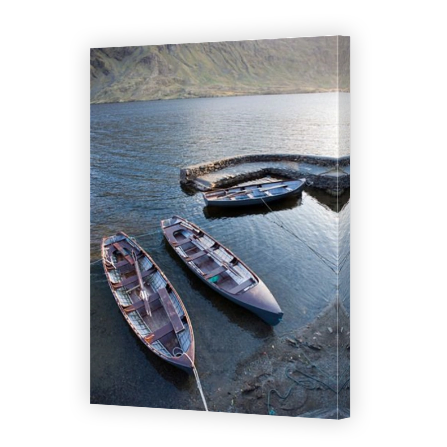 Fishing boats on Doo Lough, County Mayo, Ireland.