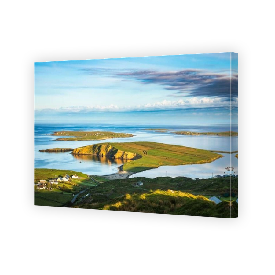 Ardmore, Turbot Island, Inishturk and Eyrephort from the 'Sky Road', near Clifden, Connemara, County Galway, Ireland.