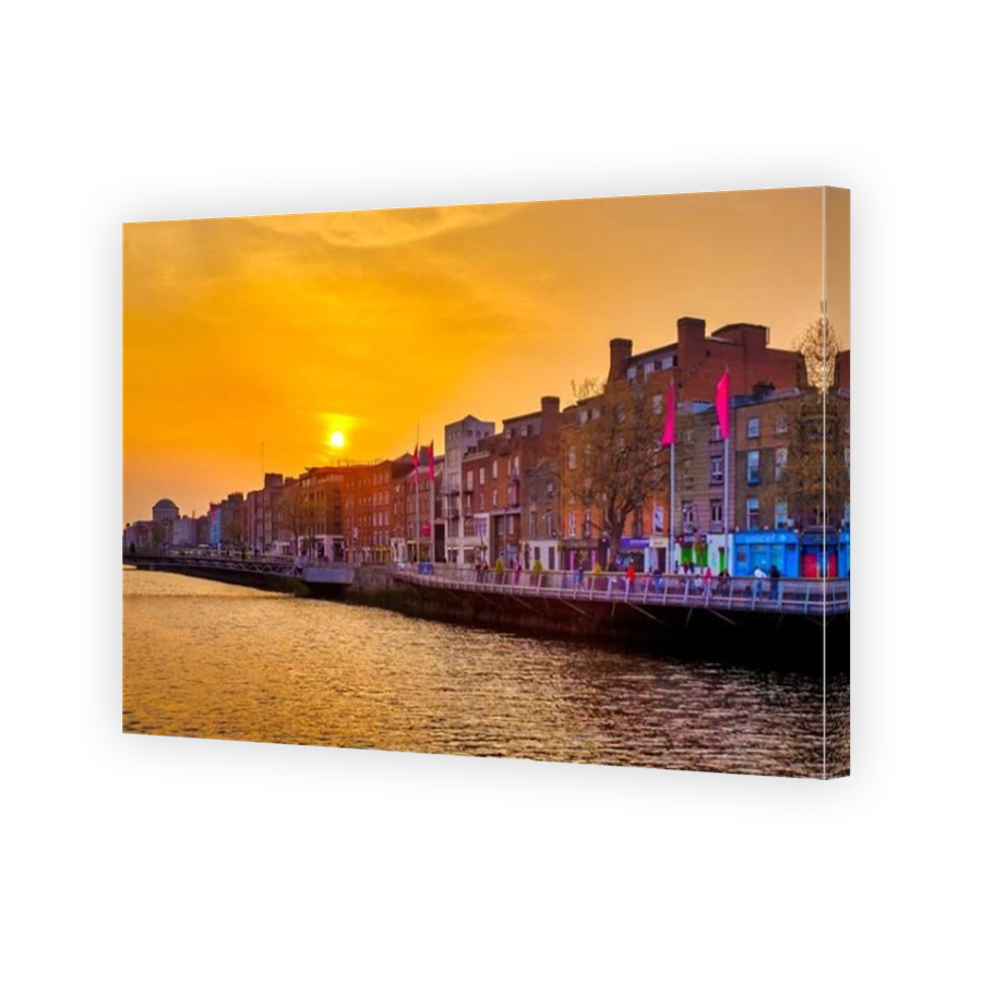 Ormond Quay Lower at sunset, Dublin, Ireland