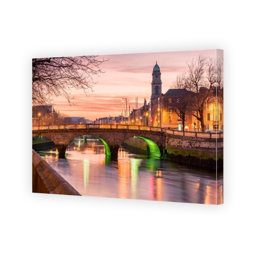 Grattan Bridge in Dublin, Ireland on the evening .This historic bridge spans the River Liffey in Dublin, Ireland.