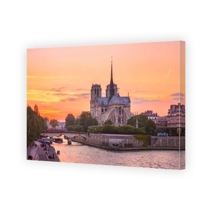 Cathedral of Notre Dame de Paris at sunset, France