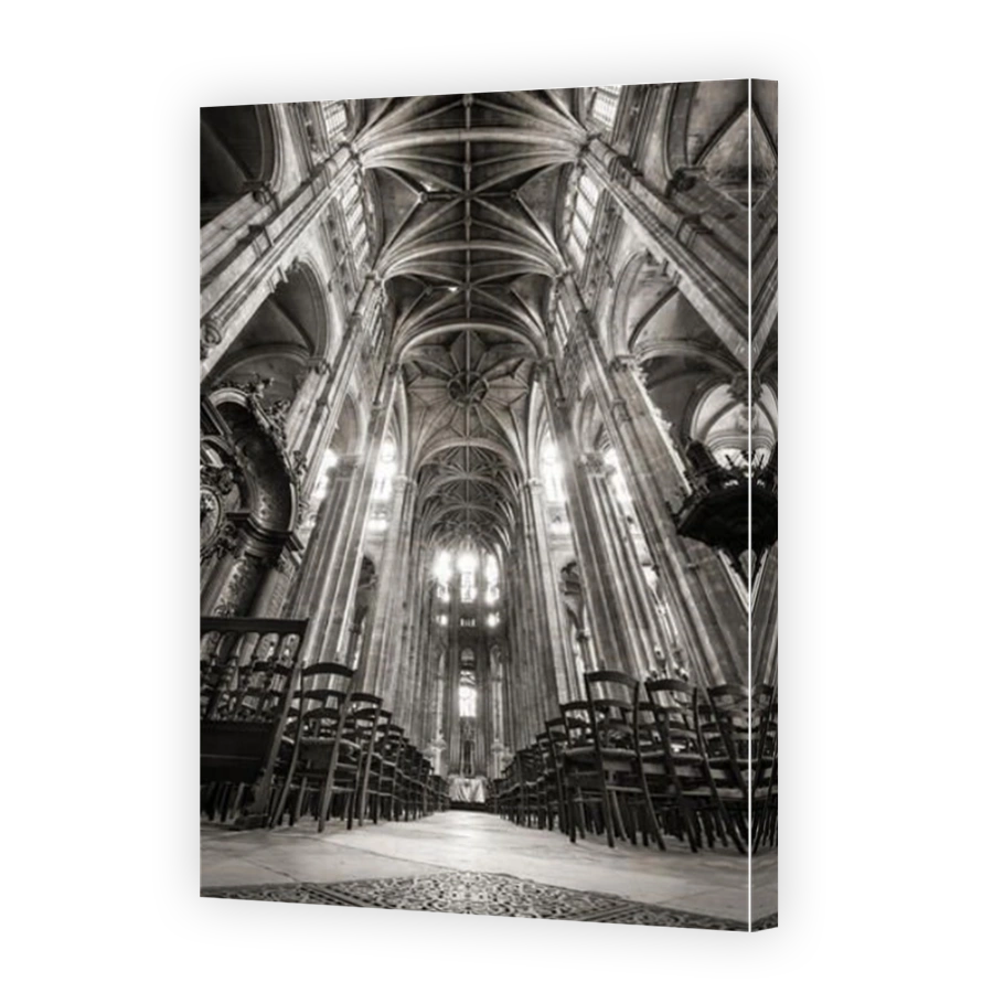 Nave with French Gothic Vaulted Arches, Church of Saint Eustache in the 1st arrondissement, Les Halles, 75001, Paris, France