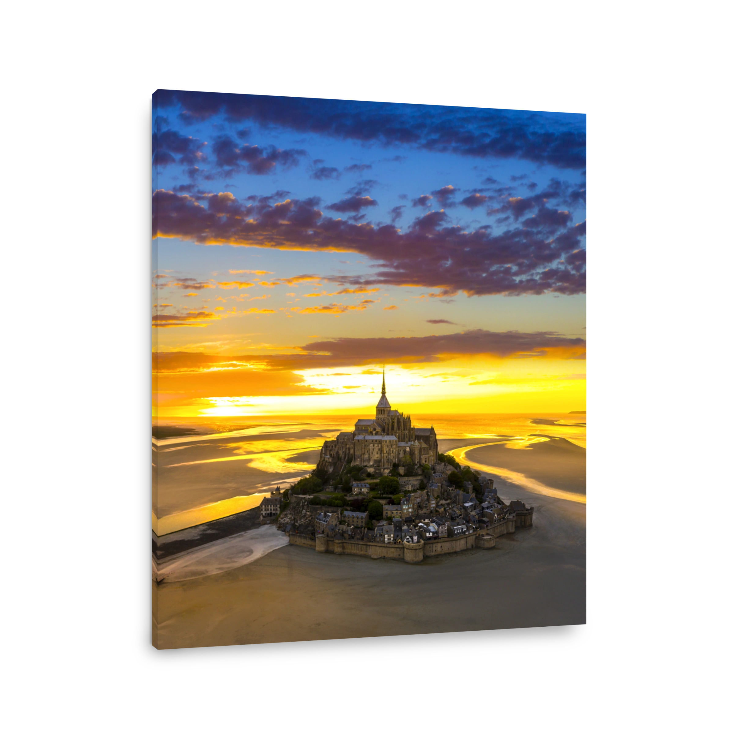 Mont Saint-Michel view in the sunrise light. France