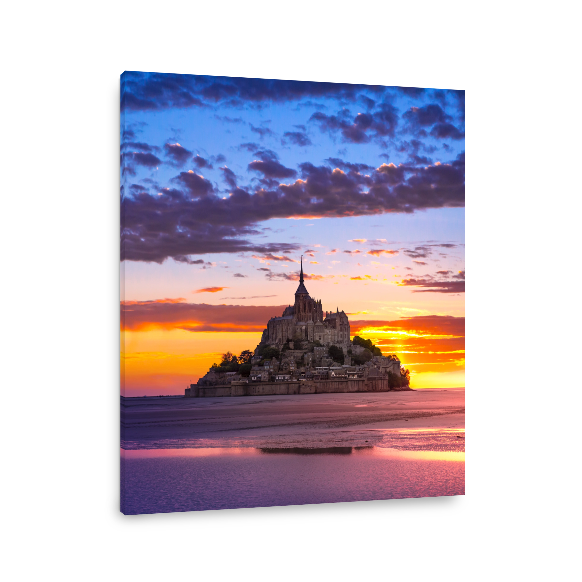 Mont Saint-Michel view in the sunrise light. France
