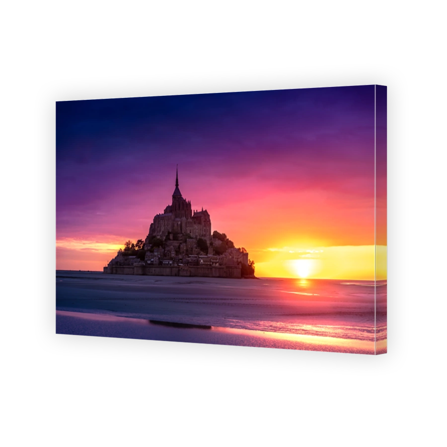 Mont Saint-Michel view in the sunset light. France