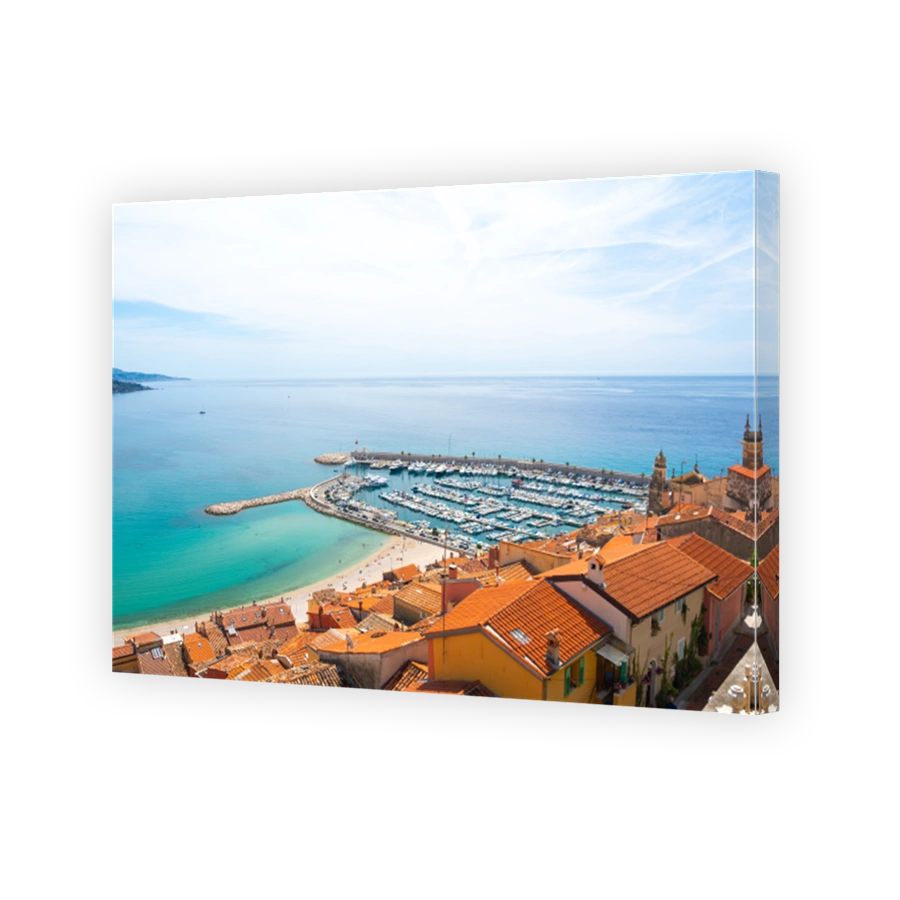 view on azure bay in Menton town on cote d'azur in south France