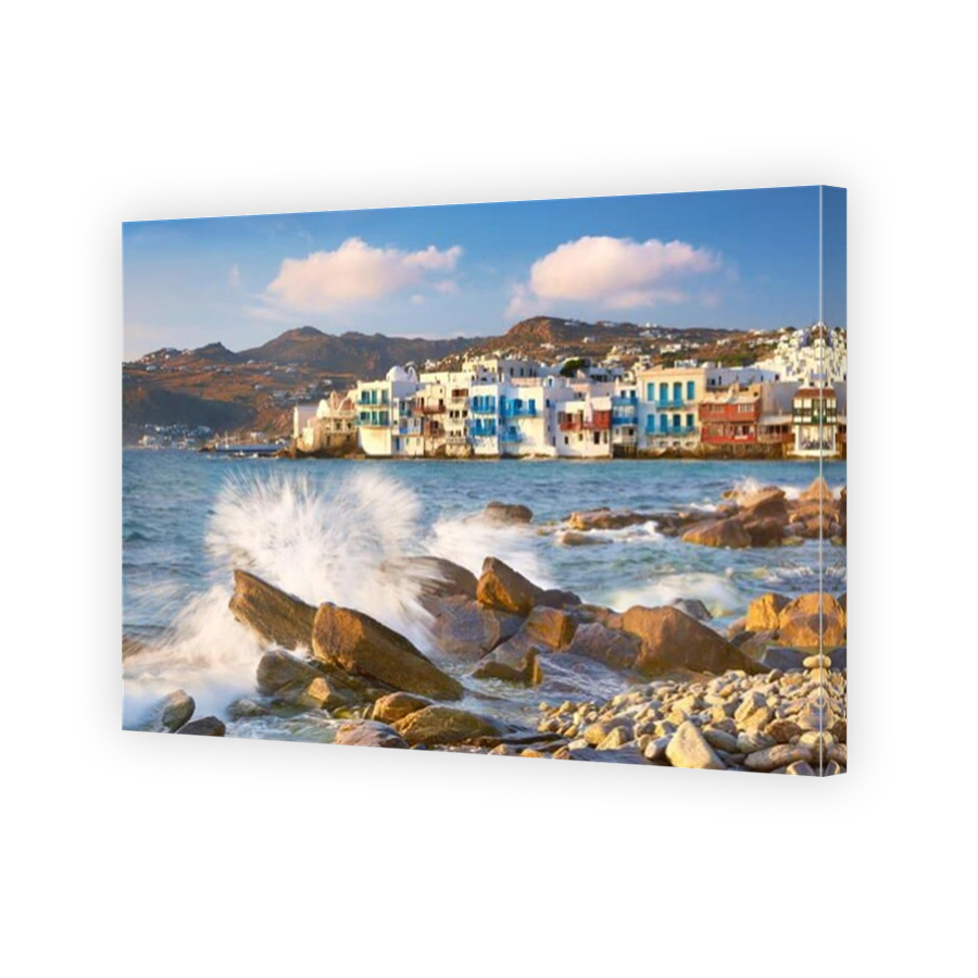 Mykonos Old Town, Little Venice in the background, Mykonos Island, Greece