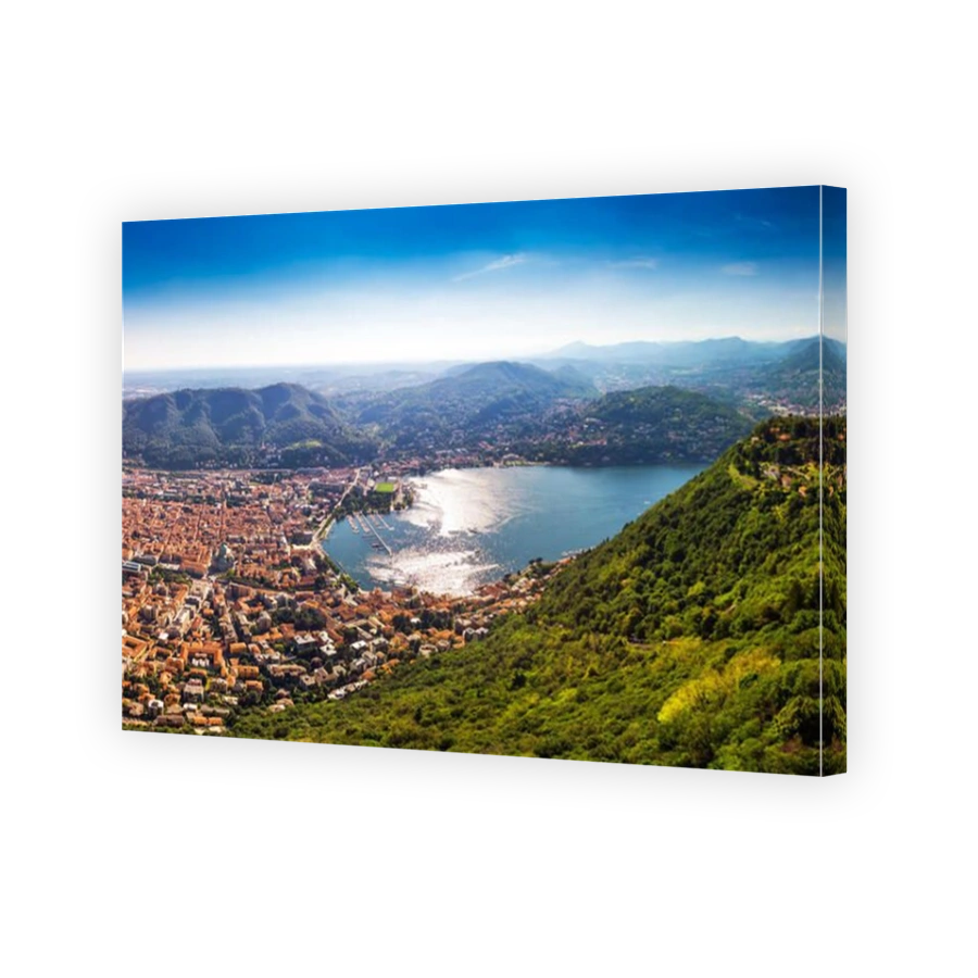 Como town on the Lake Como surrounded by mountains in the Italian region Lombardy, Italy, Europe.