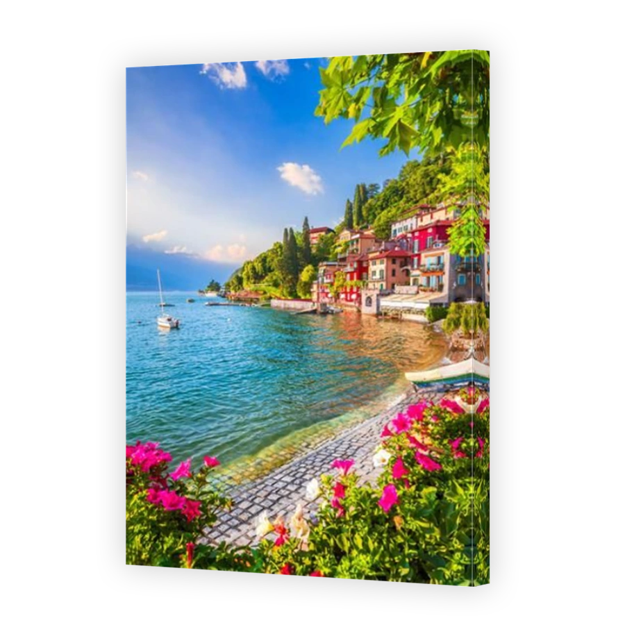 Varenna, Italy. Beautiful village on Lake Como coastline, Lombardy place to visit.