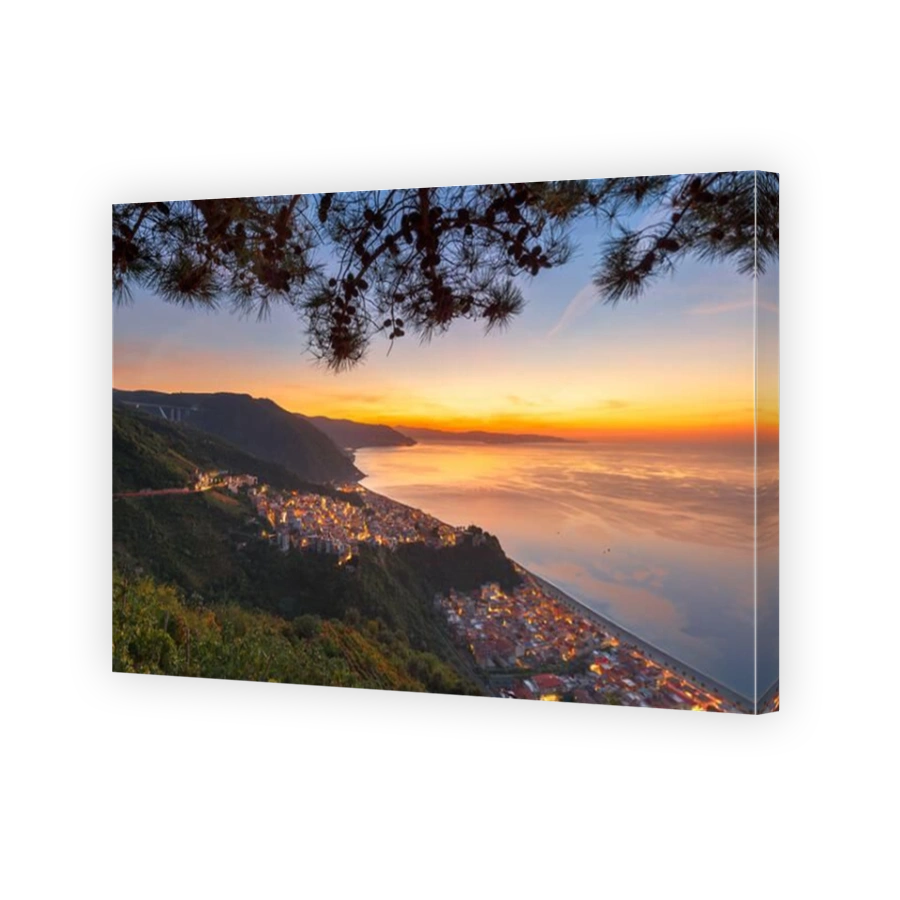 Bagnara Calabra, Italy cityscape overlooking the Tyrrhenian Sea.