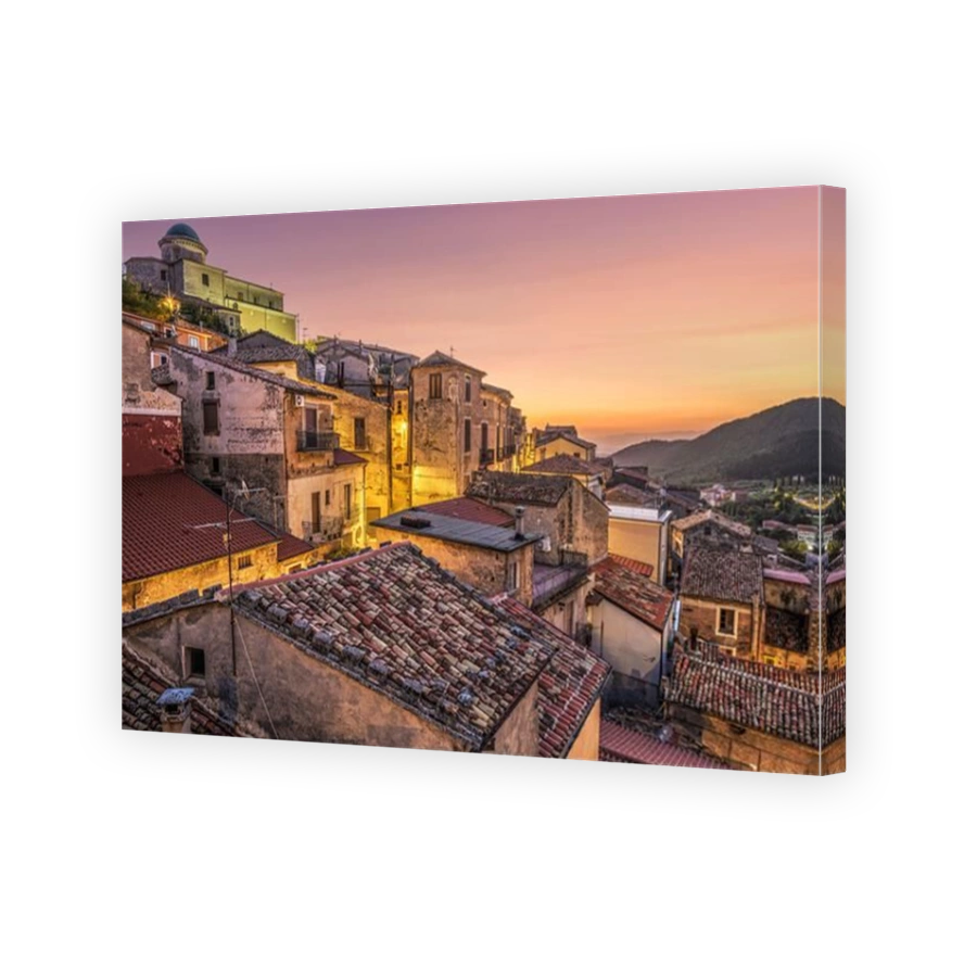 Morano Calabro, Italy at dusk.
