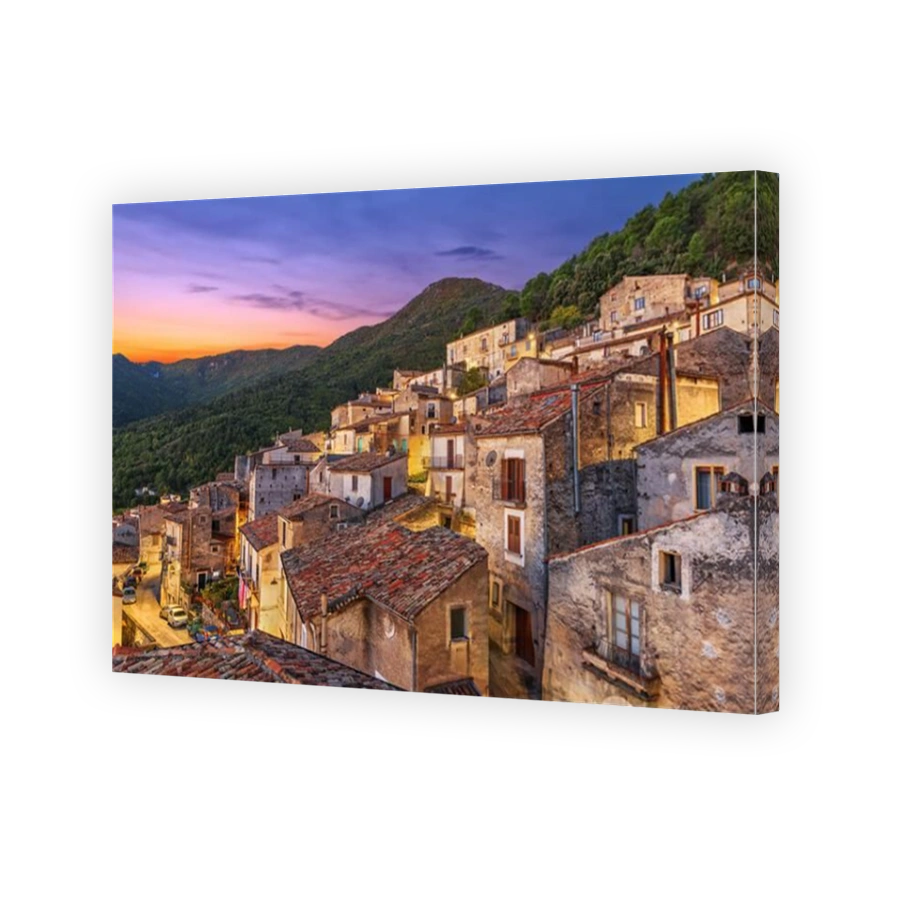 Morano Calabro, Italy at dusk.