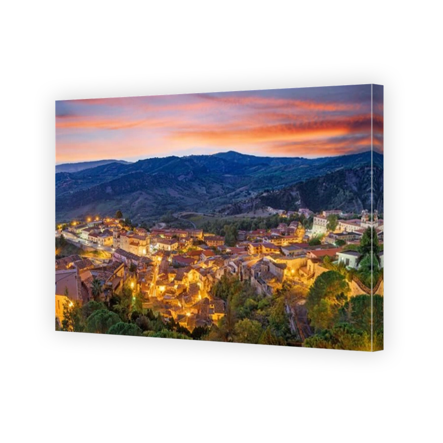 Stilo, Italy from above at dawn.