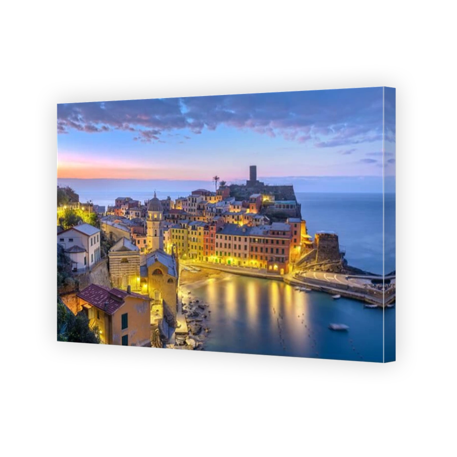 Vernazza, La Spezia, Liguria, Italy in the Cinque Terre region at dawn.