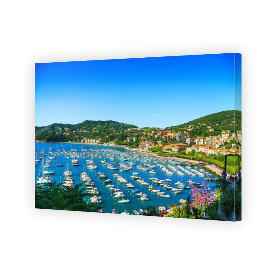 Lerici colorful village. Harbor, sea bay and boats. Five lands, Cinque Terre, Ligury Italy Europe.