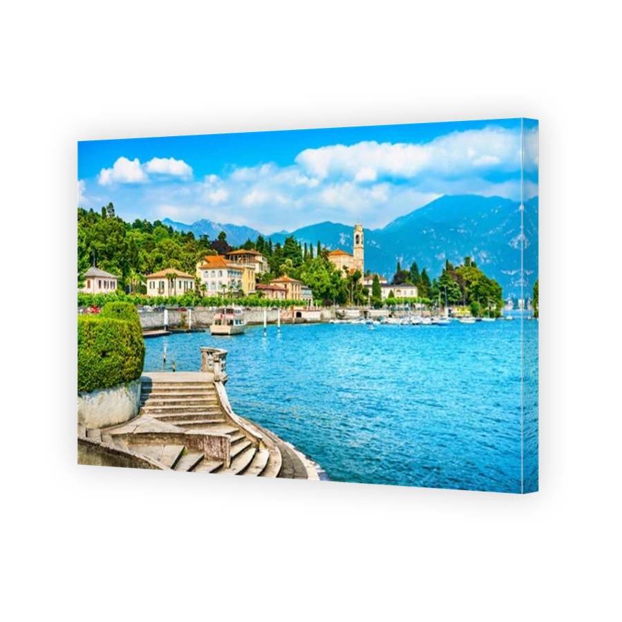 Tremezzo Tremezzina in Como lake district. Italian traditional lake village view and stairs. Italy, Europe.