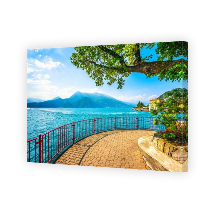 Varenna Walk of Lovers in Como lake district. Italian traditional lake village. Italy, Europe.