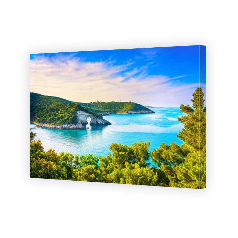 Vieste, San Felice arch rock bay, Gargano peninsula, Apulia, southern Italy, Europe.