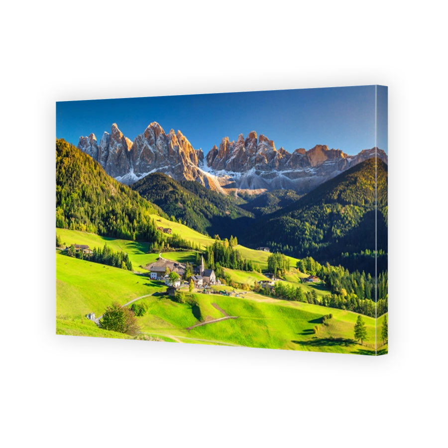 Stunning spring landscape with Santa Maddalena village, Dolomites, Italy, Europe