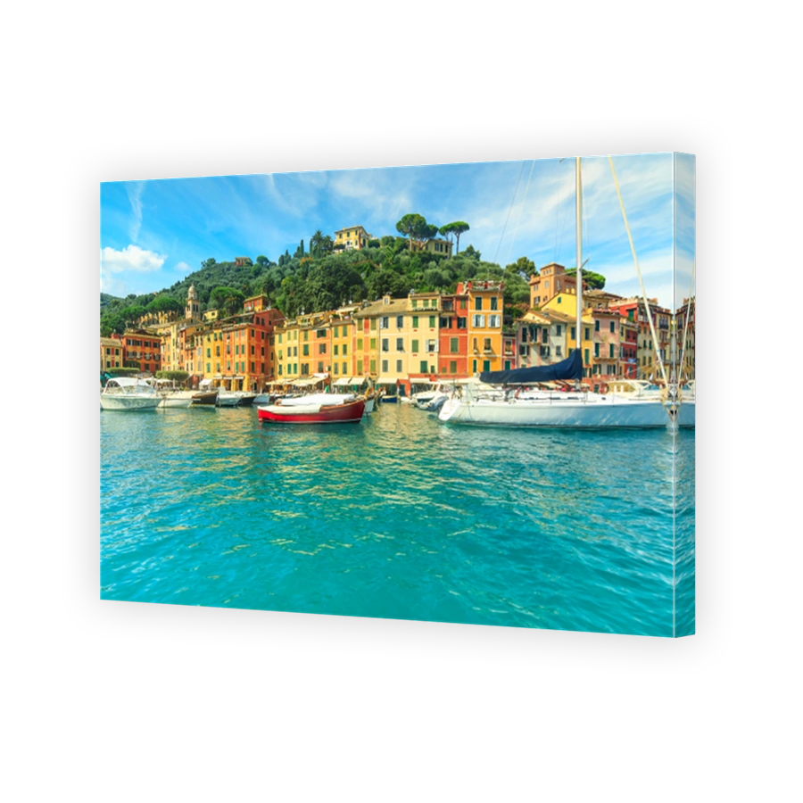 Portofino panorama,luxury harbor and colorful houses,Liguria,Italy,Europe