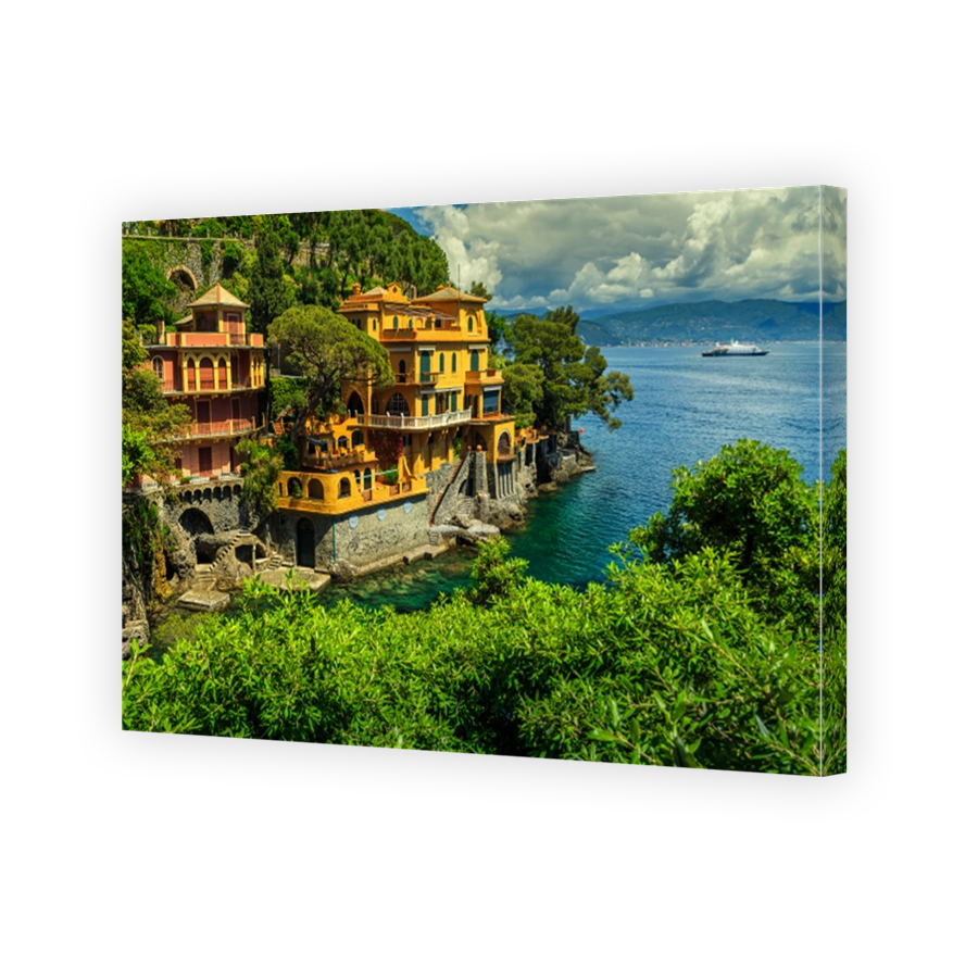 Colorful luxury homes near Portofino resort, Liguria, Italy, Europe