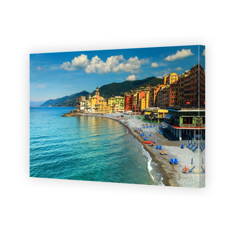 Spectacular Mediterranean riviera coast with Camogli resort, Liguria, Italy, Europe