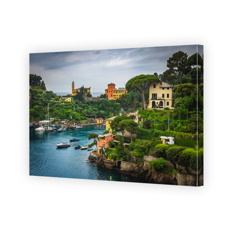 Spectacular bay of Portofino with anchored boats, Liguria, Italy