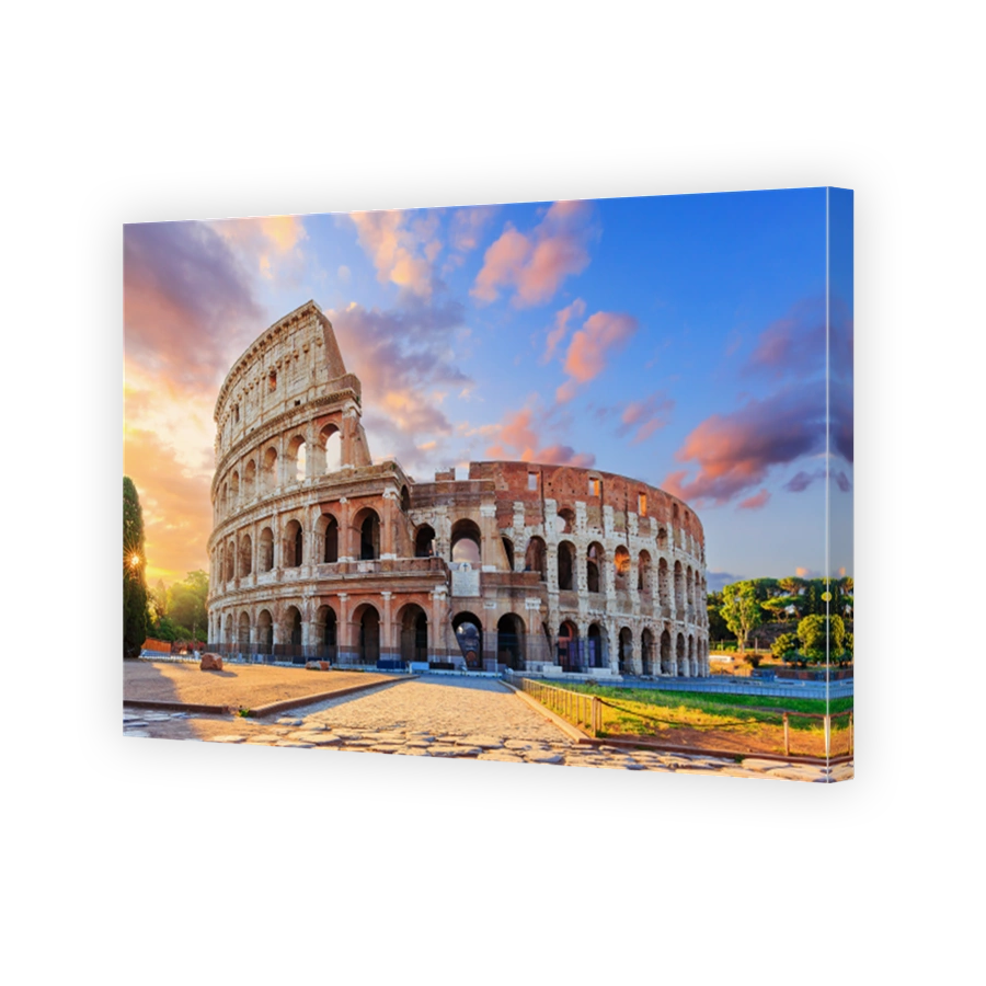 Rome, Italy. The Colosseum or Coliseum at sunrise.