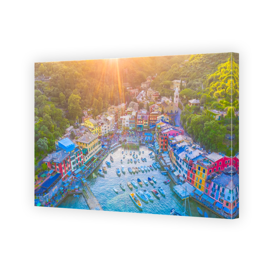 Aerial View of the Mediterranean Port of Portofino, Italy