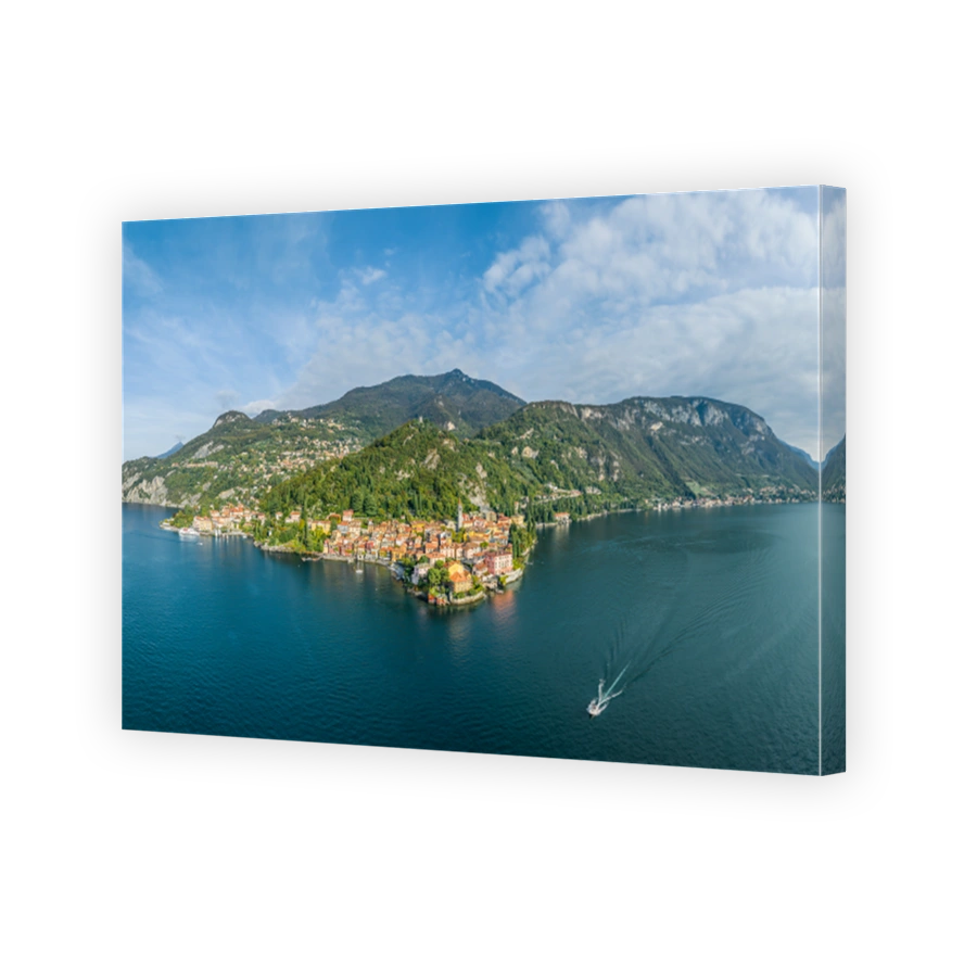 Landscape with Varenna town at Como lake, Italy