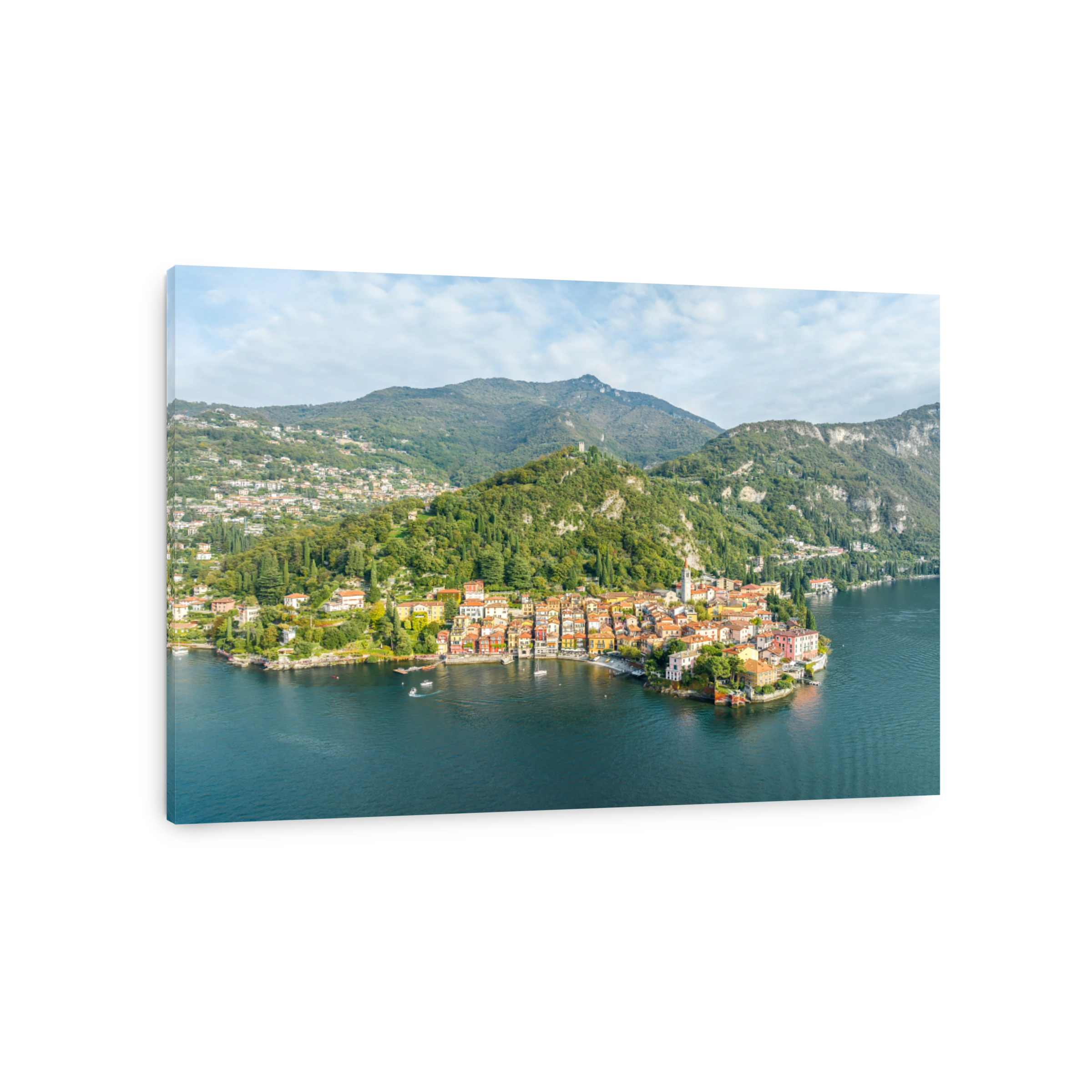 Landscape with Varenna town at Como lake, Italy