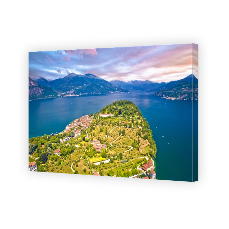 Town of Belaggio on Como Lake aerial landscape view