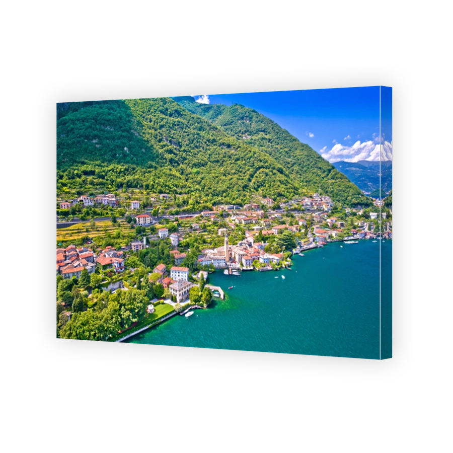 Laglio. Idyllic town of Laglio on Como lake aerial view